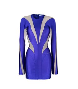 Ultraviolet/Nude Sheer Body Shaping Illusion Dress