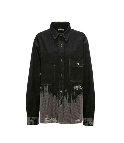 Black Studded Denim Workwear Jacket