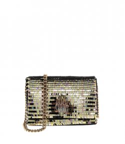 Black GoldMini Kensington Flap Sequin Bag